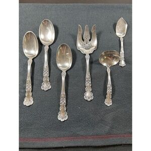 Gorham Buttercup Sterling Silver Flatware 6pc Set Ladle Meat Fork Spoons 407g